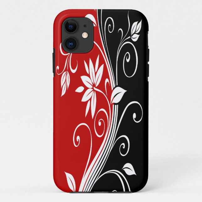 Funda De Case-Mate Para iPhone Floral blanca y negra (Reverso)