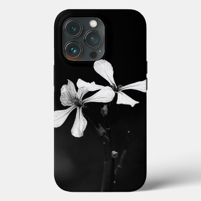 Funda De Case-Mate Para iPhone floral blanca y negra mínima (Reverso )