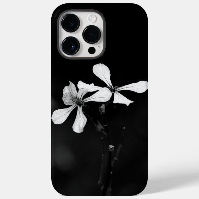 Funda De Case-Mate Para iPhone floral blanca y negra mínima (Reverso )