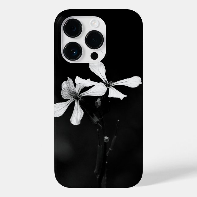 Funda De Case-Mate Para iPhone floral blanca y negra mínima (Reverso )