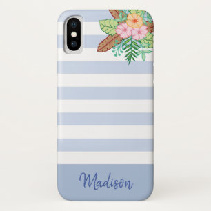 Funda Para iPhone X Floral Boho y rayas modernas