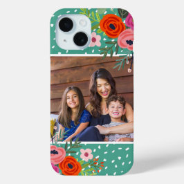 Funda Para iPhone 15 Floral brillante y foto Personalizado de puntos