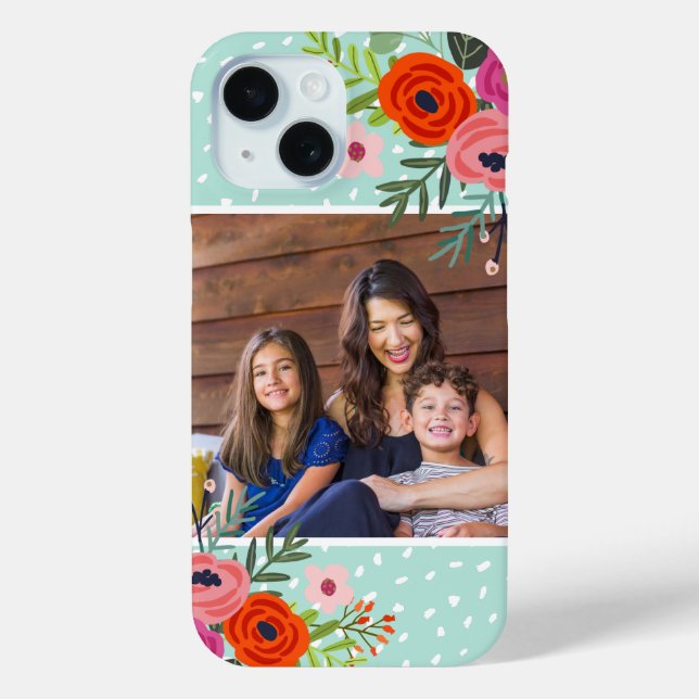 Funda De Case-Mate Para iPhone Floral brillante y foto Personalizado de puntos (Reverso )