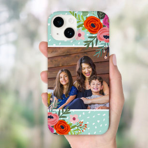 Funda Para iPhone 14 De Case-Mate Floral brillante y foto Personalizado de puntos