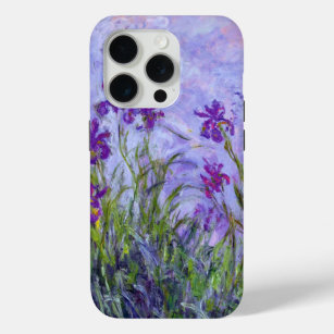 Funda Para iPhone 15 Pro Floral Claude Monet de irises morados