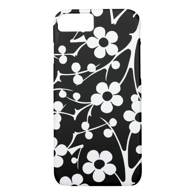 Funda De Case-Mate Para iPhone Floral contemporánea en blanco y negro (Reverso)