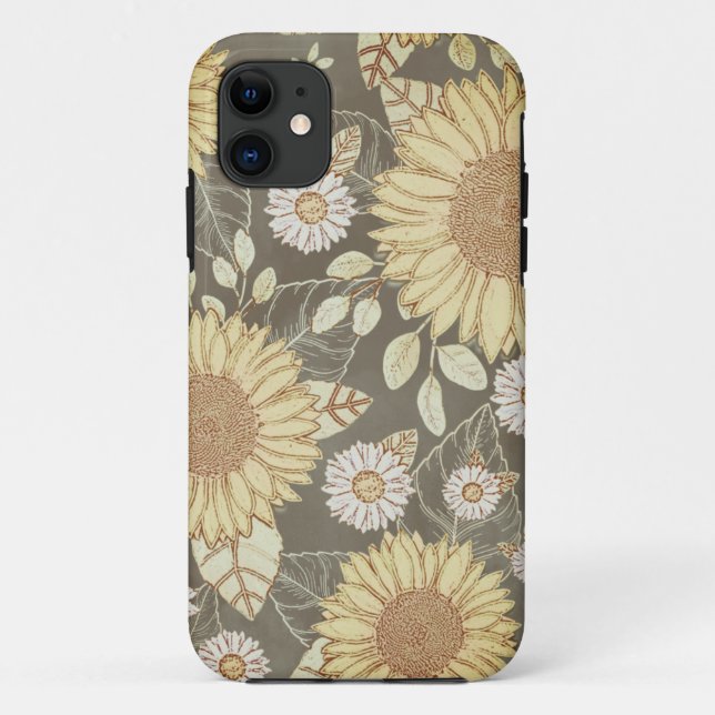 Funda De Case-Mate Para iPhone Floral Country Sunflower Garden amarillo marrón (Reverso)