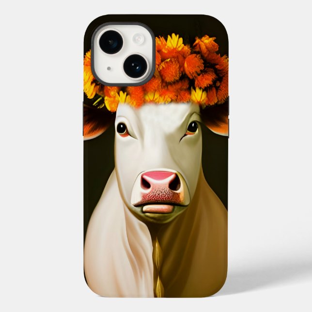 Funda De Case-Mate Para iPhone Floral cow (Reverso )