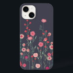 Funda Para iPhone 14 De Case-Mate Floral Dark Boho<br><div class="desc">Pintura de flores silvestres que vi por una pared en Plymouth. Bonito suelta pintura floral rosa sobre un fondo gris oscuro. Arte original de Nic Squirrell.</div>