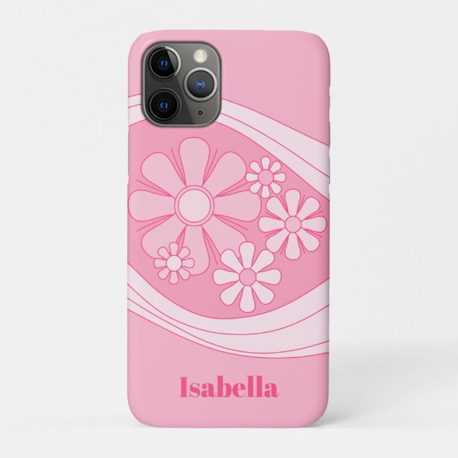 Funda De Case-Mate Para iPhone Floral Daydream Retro 60 Pastel rosa personalizado (Reverso)