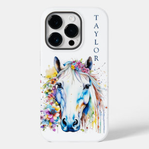 Funda Para iPhone 14 Pro De Case-Mate Floral de caballo blanco de bonito personalizada