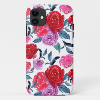 Funda Para iPhone 11 Floral de color morado rojo