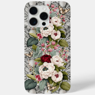 Funda Para iPhone 15 Pro Max Floral de encaje y mariposas