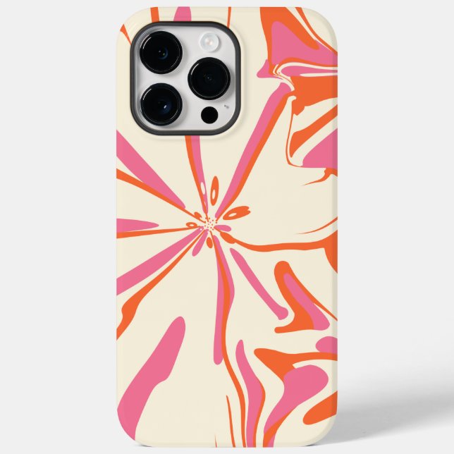 Funda De Case-Mate Para iPhone Floral de fantasía - rosa, Naranja y crema (Reverso )