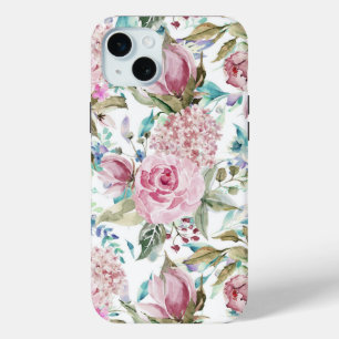Funda Para iPhone 15 Mini Floral de lavanda Verde azulada rosa de Moda de ca