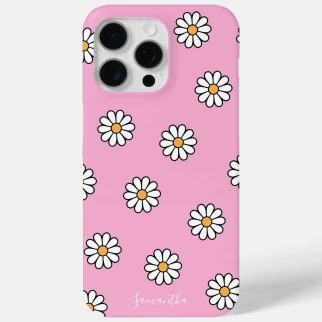 Funda De Case-Mate Para iPhone Floral de margarita blanca y fina (Reverso )