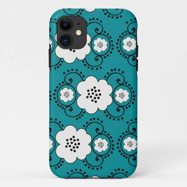 Funda De Case-Mate Para iPhone floral de moda azul (Reverso)