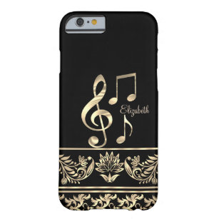 Funda Barely There Para iPhone 6 Floral de oro elegante,Clave de violín,Nota