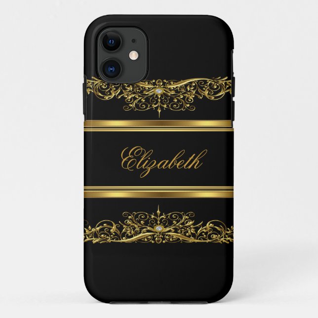 Funda De Case-Mate Para iPhone Floral de oro elegante para iPhone (Reverso)