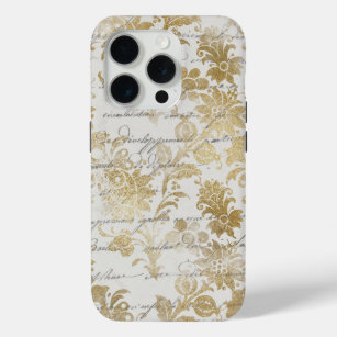 Funda Para iPhone 15 Pro Floral de oro francesa