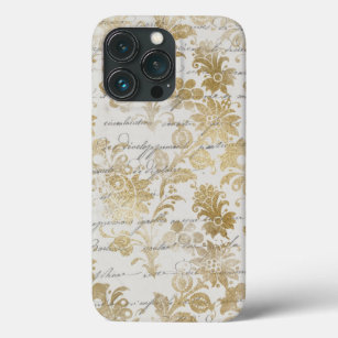 Funda Para iPhone 13 Pro Floral de oro francesa