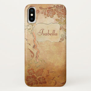 Funda Para iPhone X Floral de oro vintage personalizada