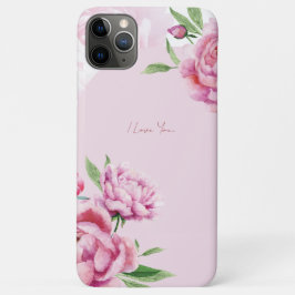 Funda Para iPhone 11 Pro Max Floral de peonía rosa acuarela