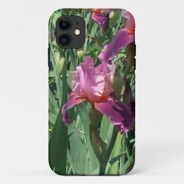 Funda De Case-Mate Para iPhone Floral de primavera de irisis moradas (Reverso)