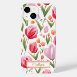Funda Para iPhone 14 De Case-Mate Floral de primavera rosada personalizada