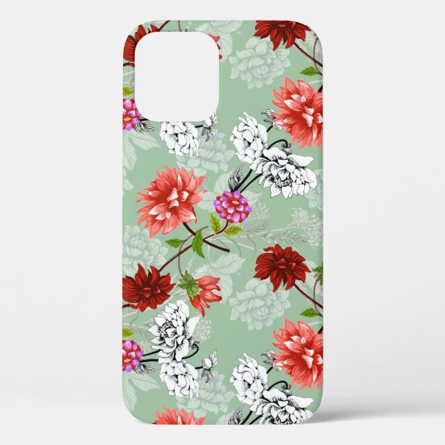Funda De Case-Mate Para iPhone Floral de primavera verde: mano dibujada (Reverso )