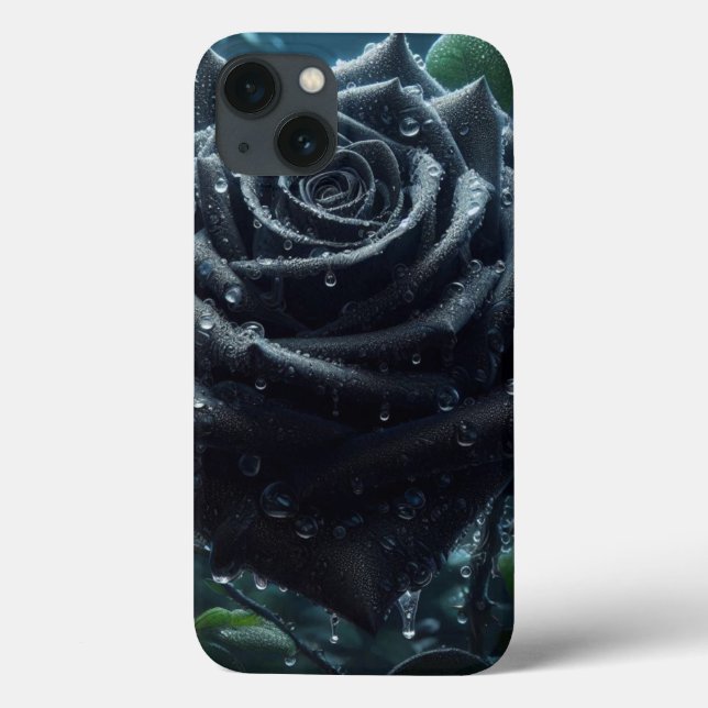 Funda De Case-Mate Para iPhone Floral de Rosa negro (Reverso)
