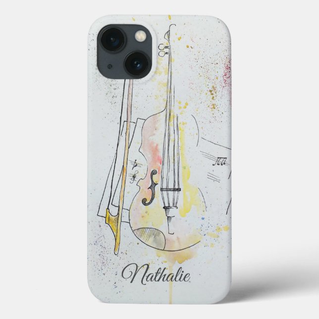 Funda De Case-Mate Para iPhone Floral de violín de época personalizada (Reverso)