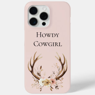 Funda Para iPhone 15 Pro Max Floral Deer Antlers Cowgirl
