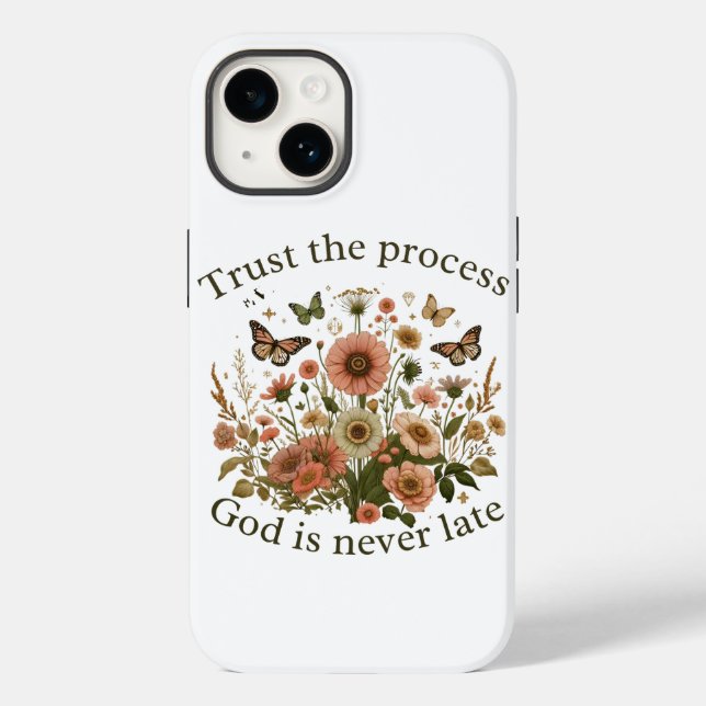 Funda De Case-Mate Para iPhone Floral design with butterflies – Christian quote “ (Reverso )