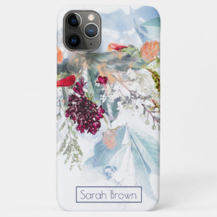 FUNDA PARA iPhone 11 PRO MAX FLORAL ELEGANTE BLANCO ROJO Y NARANJA