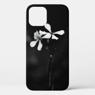 Funda Para iPhone 12 floral en blanco y negro minimalista