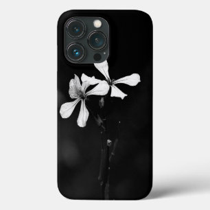 Funda Para iPhone 13 Pro floral en blanco y negro minimalista