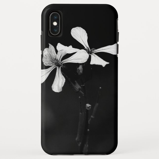 Funda De Case-Mate Para iPhone floral en blanco y negro minimalista (Reverso)