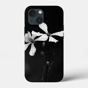 Funda Para iPhone 13 Mini floral en blanco y negro minimalista