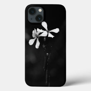 Funda Para iPhone 13 floral en blanco y negro minimalista