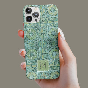 Funda Para iPhone 13 Floral estampada estampada Verde azulada Rústica