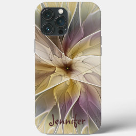 Funda Para iPhone 13 Pro Max Floral Fantasía Oro berenjena Abstrato Nombre del 