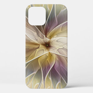 Funda Para iPhone 12 Floral Fantasía Oro berenjena Resumen Arte Fractal