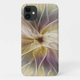 Funda Para iPhone 11 Floral Fantasía Oro berenjena Resumen Arte Fractal