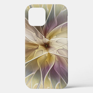 Funda Para iPhone 12 Floral Fantasía Oro berenjena Resumen Arte Fractal
