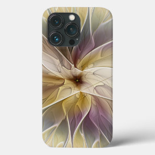 Funda Para iPhone 13 Pro Floral Fantasía Oro berenjena Resumen Arte Fractal