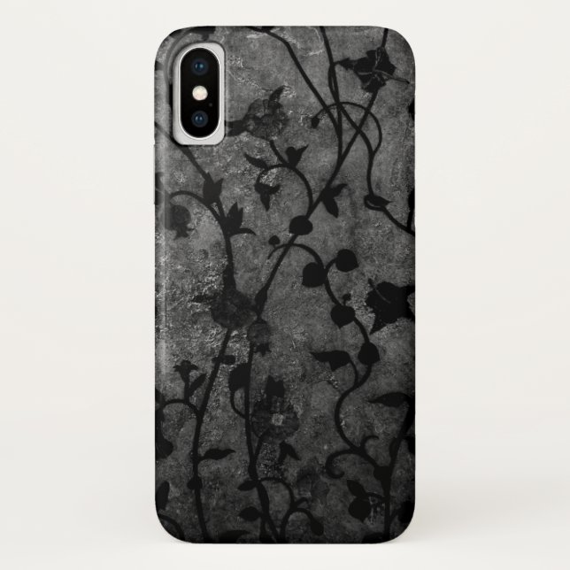 Funda De Case-Mate Para iPhone Floral gótica negra y blanca (Reverso)