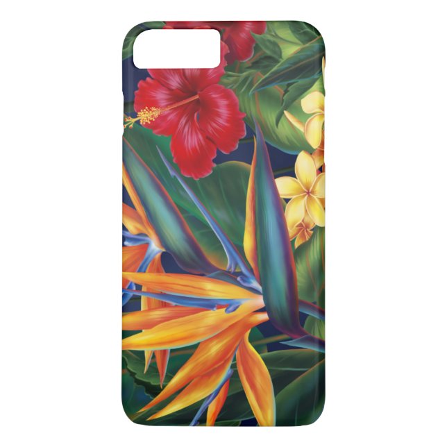Funda De Case-Mate Para iPhone Floral hawaiano del paraíso tropical (Reverso)
