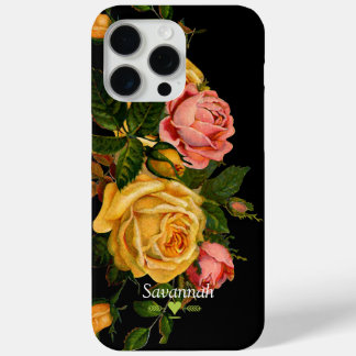 Funda Para iPhone 15 Pro Max Floral Heirloom Rosas Black