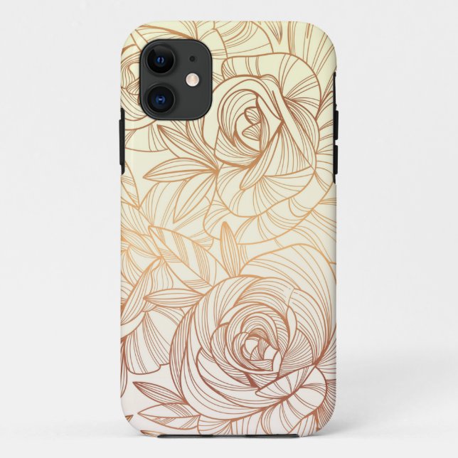 Funda De Case-Mate Para iPhone floral lineal de gradiente (Reverso)